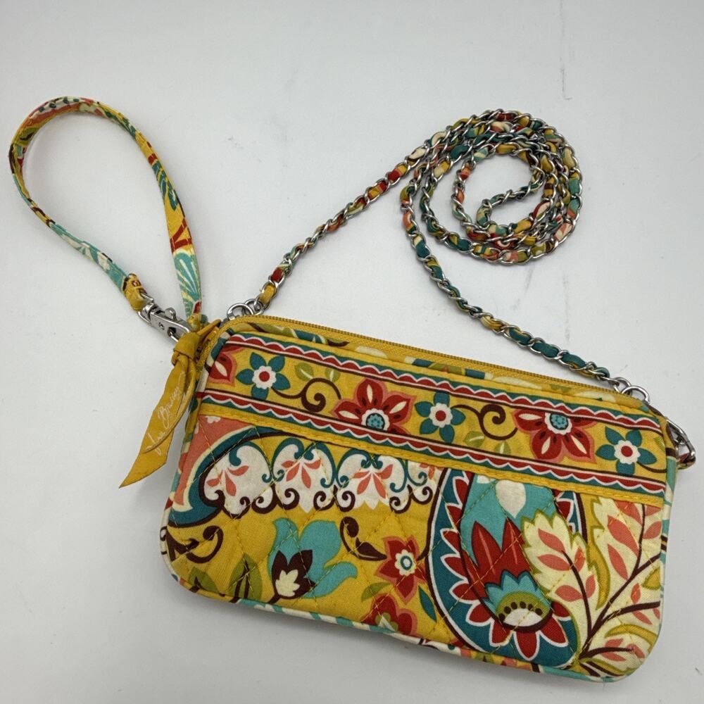 Vera Bradley Provencal Yellow All In One Wristlet Crossbody Floral Quilted